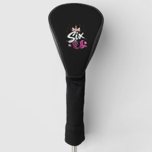 6th Birthday Girl Unicorn Shirt Mermaid Tail 6 Yea Golf Head Cover