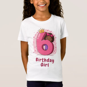 6th Birthday Girl with Crown and Bow T-Shirt