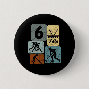 6th Birthday Girls Field Hockey 6 Years Of Hockey Cm Round Badge