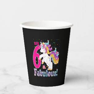 6th Birthday Girls Gift T-Shirt Paper Cups