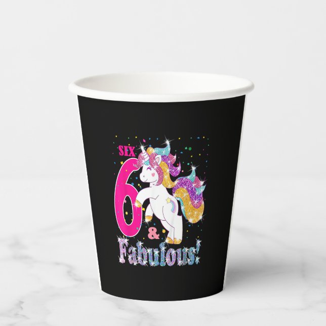 6th Birthday Girls Gift T-Shirt Paper Cups (Front)