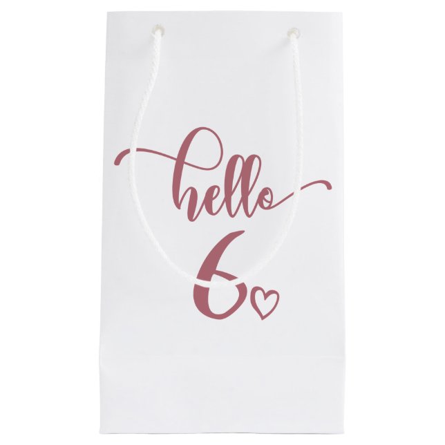 6th Birthday Girls Hello Six Cute 6 Years Old Kids Small Gift Bag (Front)