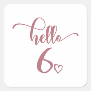 6th Birthday Girls Hello Six Cute 6 Years Old Kids Square Sticker