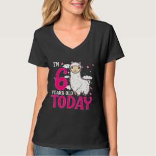 6th Birthday Girls Llama Party Pink Alpaca 6 Six T-Shirt