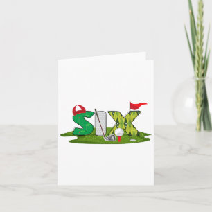 6th Birthday Golf Theme 6 Year Old Kids Sport Part Card