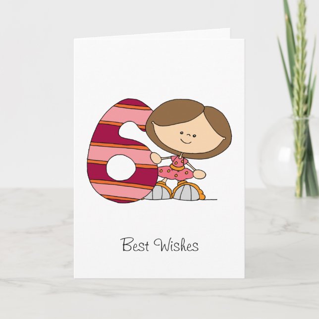 6th Birthday - Greetings Card - Girl (Front)
