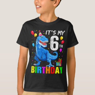 6th birthday happy 6 year t-rex shirt boys