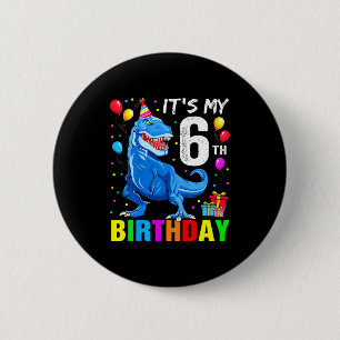 6th birthday happy 6 year t-rex shirt boys cm round badge