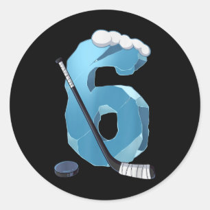 6th Birthday Ice Hockey Classic Round Sticker