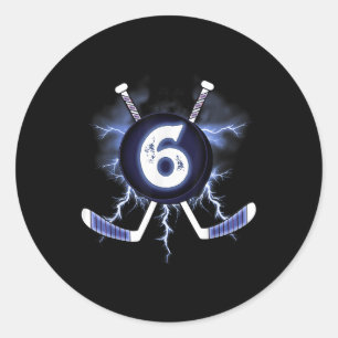 6th Birthday - Ice Hockey Sport 6 Years Old Classic Round Sticker