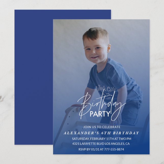 6th birthday invitation Birthday party Photo boy (Front/Back)