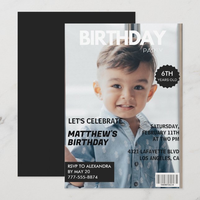 6th birthday invitations for him Magazine Cover (Front/Back)