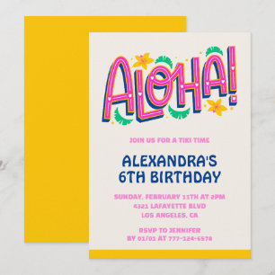 6th birthday invitations Tropical Aloha Hawaii