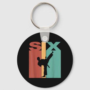6th Birthday Karate Taekwondo Theme 6 Year Old Key Ring