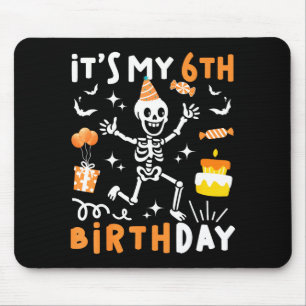 6th birthday kids funny skeleton 6th birthday mouse mat
