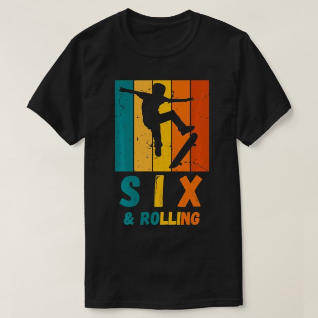 6th Birthday Kids Skater Skateboard 6 Year Old BDa T-Shirt (Design Front)