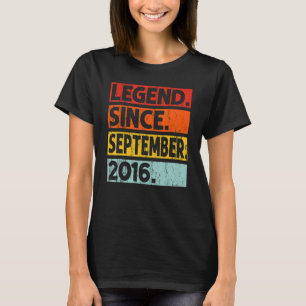 6th Birthday Legend Since September 2016 6 Years T-Shirt