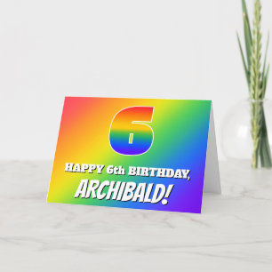 6th Birthday: Multicolored Rainbow Pattern # 6 Card