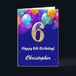6th Birthday Navy Blue and Gold Colourful Balloons Card<br><div class="desc">6th Birthday Navy Blue and Gold Colourful Balloons Birthday Card. For further customisation,  please click the "Customise it" button and use our design tool to modify this template.</div>