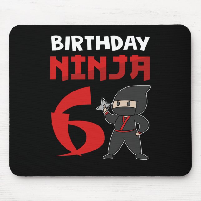 6th Birthday Ninja 6 Years Ninja Costume Gift Mouse Mat (Front)
