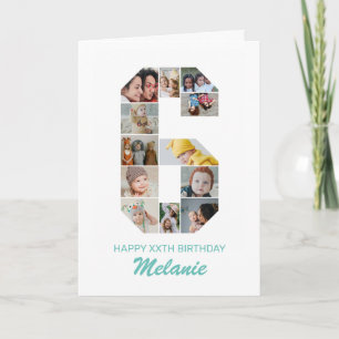 6th Birthday Number 6 Photo Collage Personalised Card