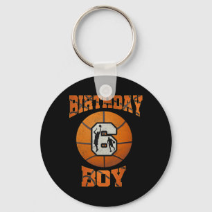 6th Birthday Outfit Boy Basketball Six 6 Year Old Key Ring