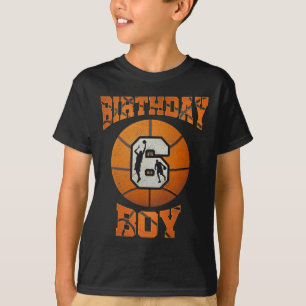 6th Birthday Outfit Boy Basketball Six 6 Year Old T-Shirt