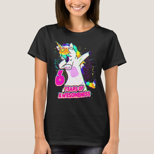 6th Birthday outfit Dabbing Unicorn 6 Year of Awes T-Shirt (Front)
