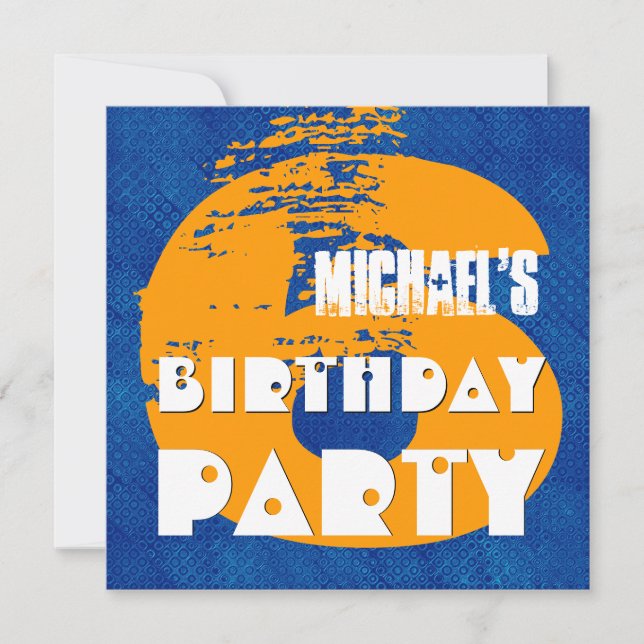 6th Birthday Party 6 Year Old Grunge Design Invitation (Front)