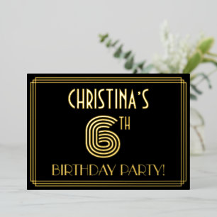 6th Birthday Party — Art Deco Style “6” + Name