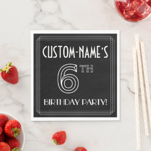 6th Birthday Party: Art Deco Style + Custom Name Napkin