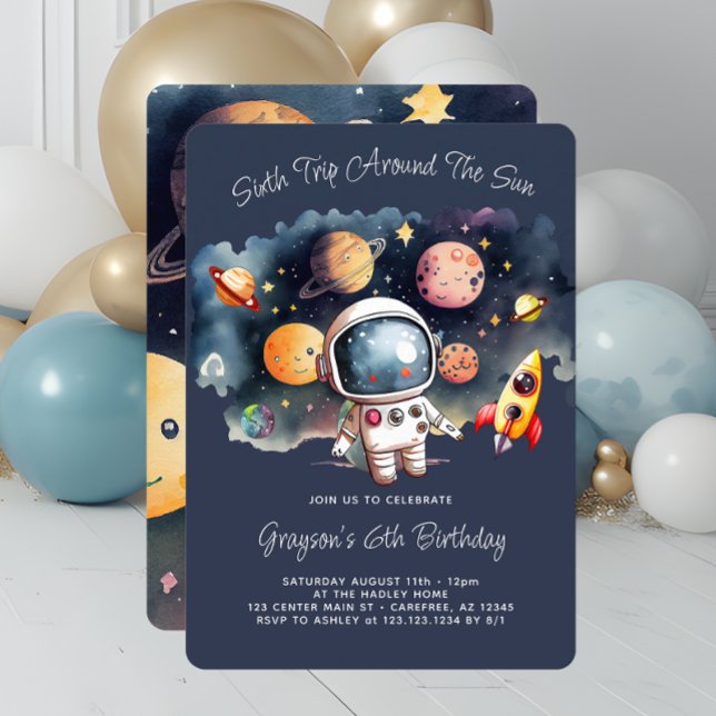 6th Birthday Party Outerspace Planets Invitation (Creator Uploaded)