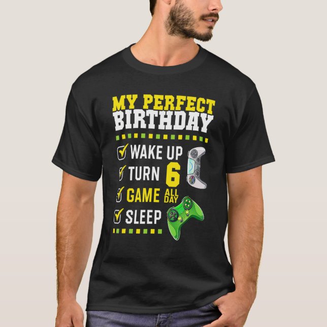 6th Birthday Party Perfect For Gamer 6 Years Old B T-Shirt (Front)