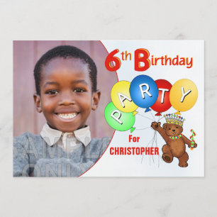 6th Birthday Party Royal Teddy Bear Invitation
