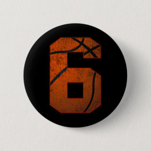 6th Birthday Party Six 6 Year Old Basketball Bday  Cm Round Badge