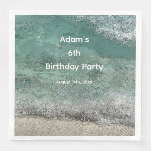 6th Birthday Party Water Abstract Custom Name Age Napkin