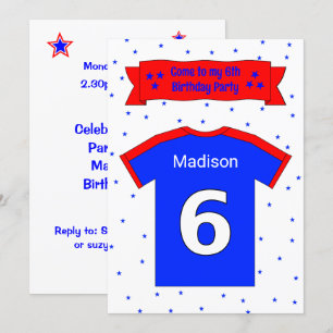 6th birthday personalised party invitation