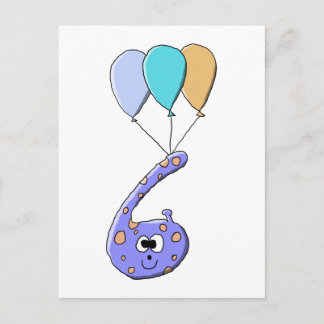 6th Birthday, Purple Birthday Monster Cartoon. Postcard