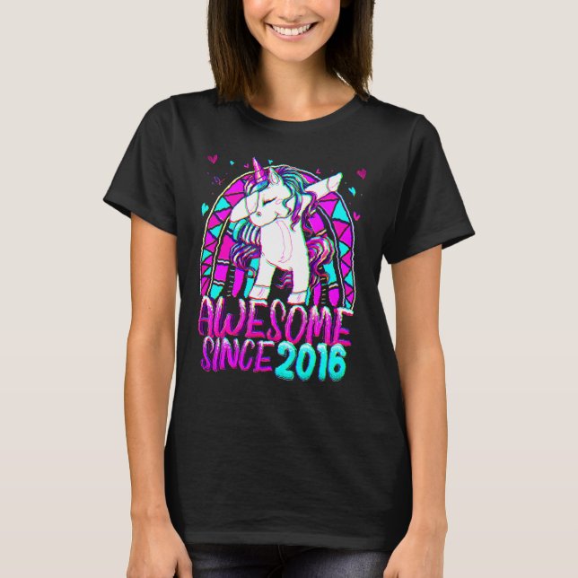6th Birthday Rainbow 6 Year Old Dabbing Unicorn Gi T-Shirt (Front)