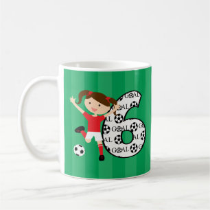 6th Birthday Red and White Soccer Girl 1 Coffee Mug