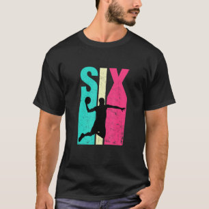 6th Birthday Retro Basketball 6 Years Old Birthday T-Shirt