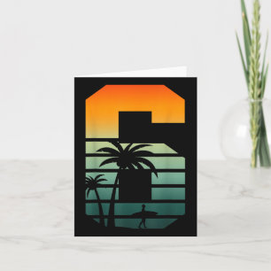 6th Birthday Retro Beach Summer Themed 6 Year Old Card
