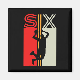 6th Birthday Retro Bysketbyll 6 Years Old Boy Girl Magnet