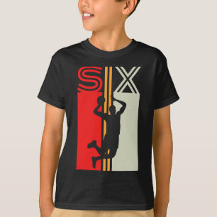 6th Birthday Retro Bysketbyll 6 Years Old Boy Girl T-Shirt