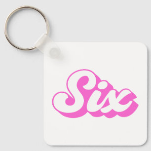 6th Birthday Retro Girl Key Ring