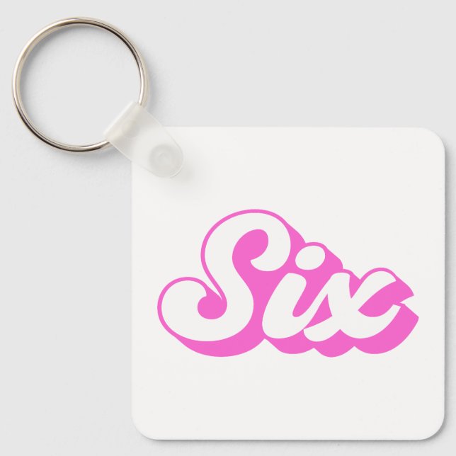 6th Birthday Retro Girl Key Ring (Front)