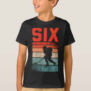 6th Birthday Retro Ice Hockey 6 Years Old Boy Girl T-Shirt