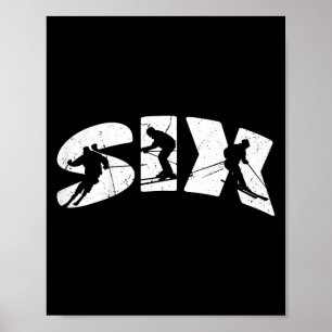 6th Birthday Retro Ski Skiing 6 Year Old Boys Girl Poster