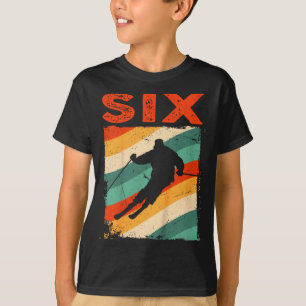 6th birthday retro ski skiing 6 year old boys girl T-Shirt