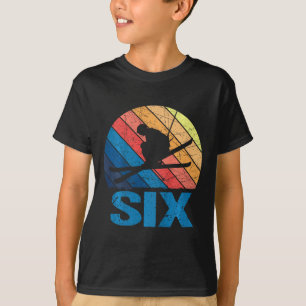6th Birthday Retro Ski Skiing 6 Year Old Boys Girl T-Shirt
